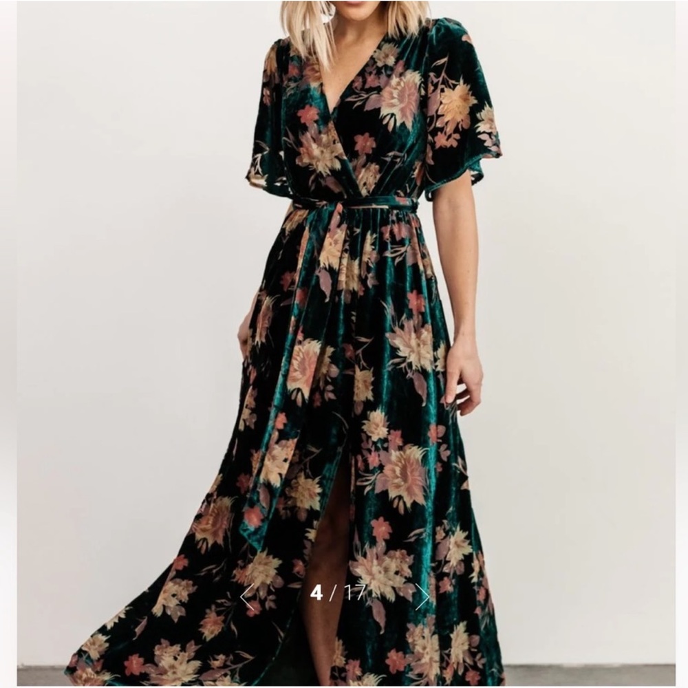 Baltic Born Uma Velvet Maxi Floral Dress Large